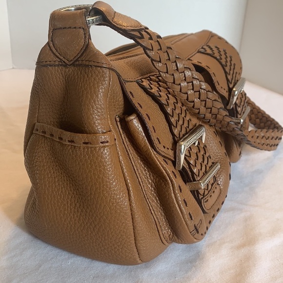 BRIGHTON Pebble Leather Braided Brown Shoulder Bag - Picture 11 of 16